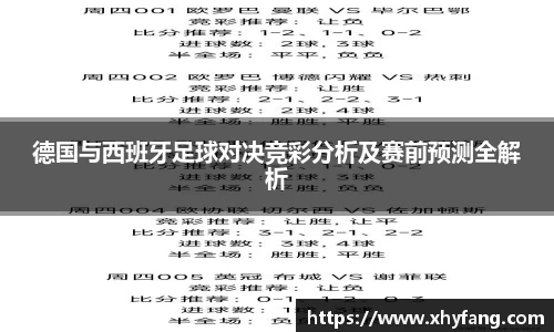 德国与西班牙足球对决竞彩分析及赛前预测全解析